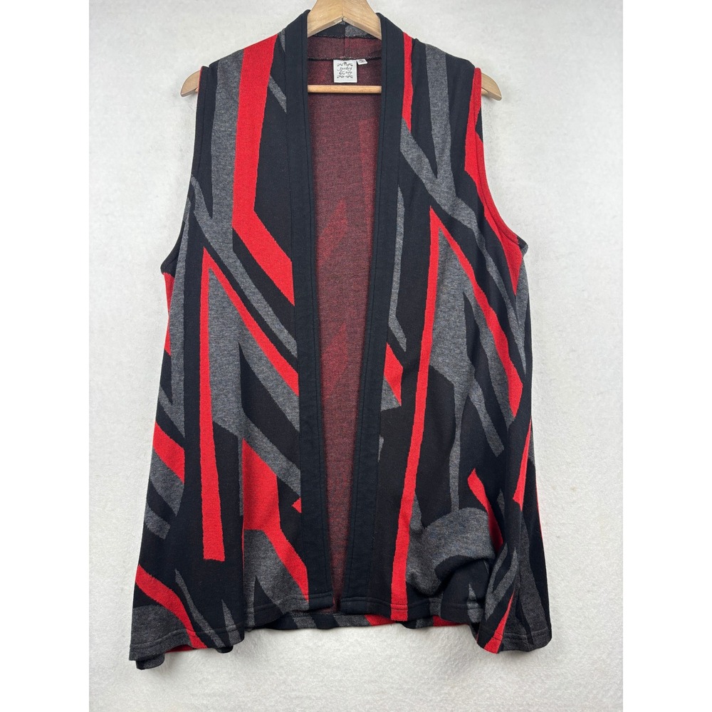 Parsley and Sage Vest Womens XL Open Front Abstract Artsy Eclectic